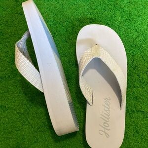 Hollister pale blue platform flip flops